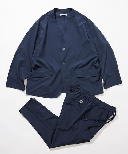 ALL WEATHER ACTIVE WEAR 全氣候活力服裝 舒適版型無領夾克套裝/寬鬆長褲
