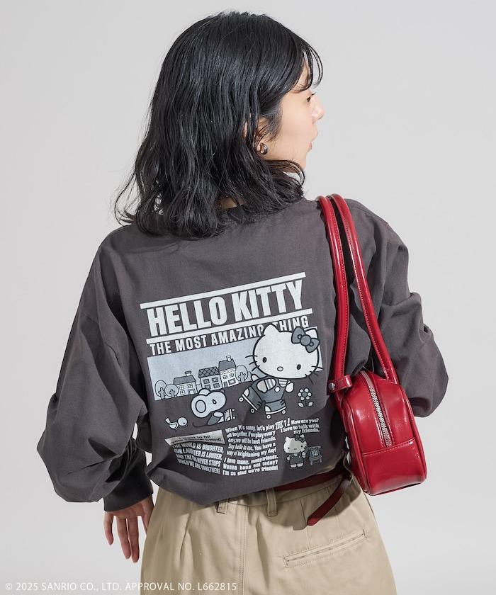 HELLO KITTY 報紙印花長袖T恤
