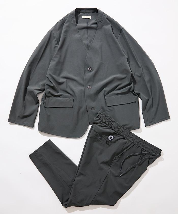 ALL WEATHER ACTIVE WEAR 全氣候活力服裝 舒適版型無領夾克套裝/寬鬆長褲