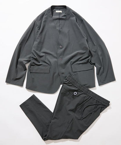 ALL WEATHER ACTIVE WEAR 全氣候活力服裝 舒適版型無領夾克套裝/寬鬆長褲