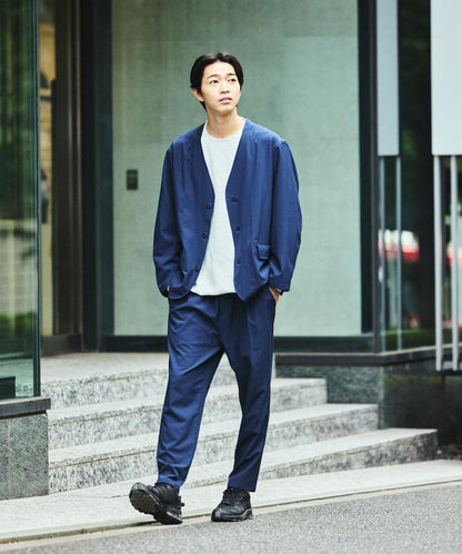 ALL WEATHER ACTIVE WEAR 全氣候活力服裝 舒適版型無領夾克套裝/寬鬆長褲