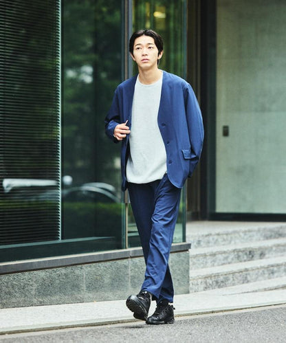 ALL WEATHER ACTIVE WEAR 全氣候活力服裝 舒適版型無領夾克套裝/寬鬆長褲