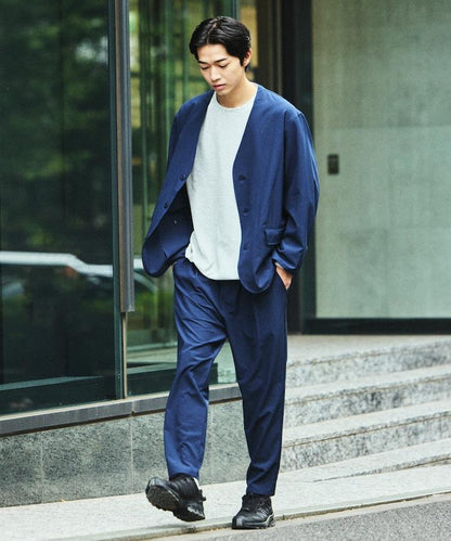ALL WEATHER ACTIVE WEAR 全氣候活力服裝 舒適版型無領夾克套裝/寬鬆長褲