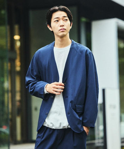 ALL WEATHER ACTIVE WEAR 全氣候活力服裝 舒適版型無領夾克套裝/寬鬆長褲