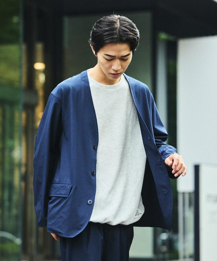 ALL WEATHER ACTIVE WEAR 全氣候活力服裝 舒適版型無領夾克套裝/寬鬆長褲