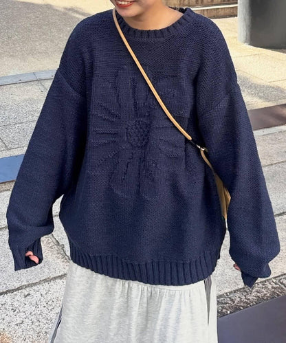 同色系花卉提花針織衫