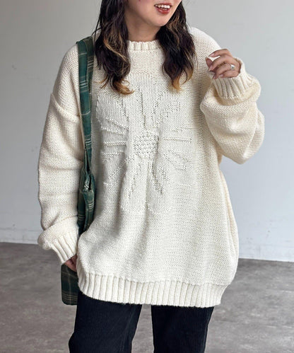 同色系花卉提花針織衫