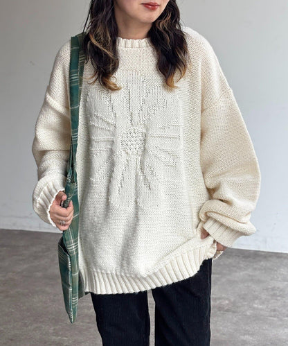 同色系花卉提花針織衫