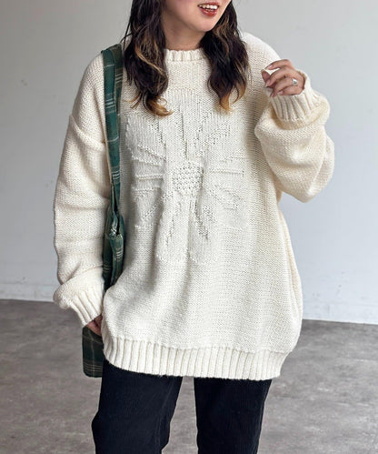 同色系花卉提花針織衫