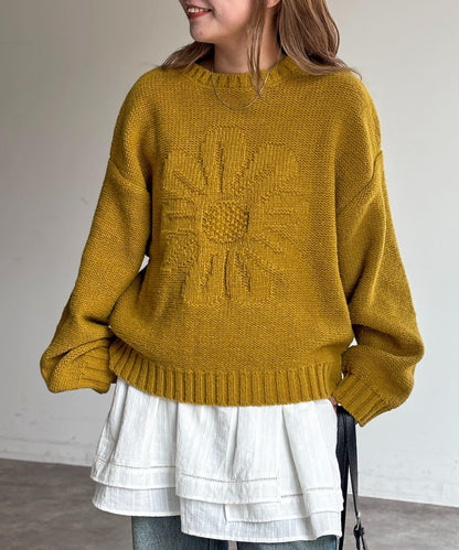 同色系花卉提花針織衫