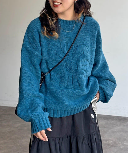 同色系花卉提花針織衫