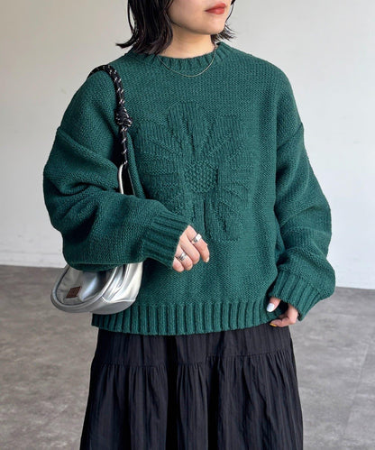 同色系花卉提花針織衫