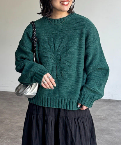 同色系花卉提花針織衫