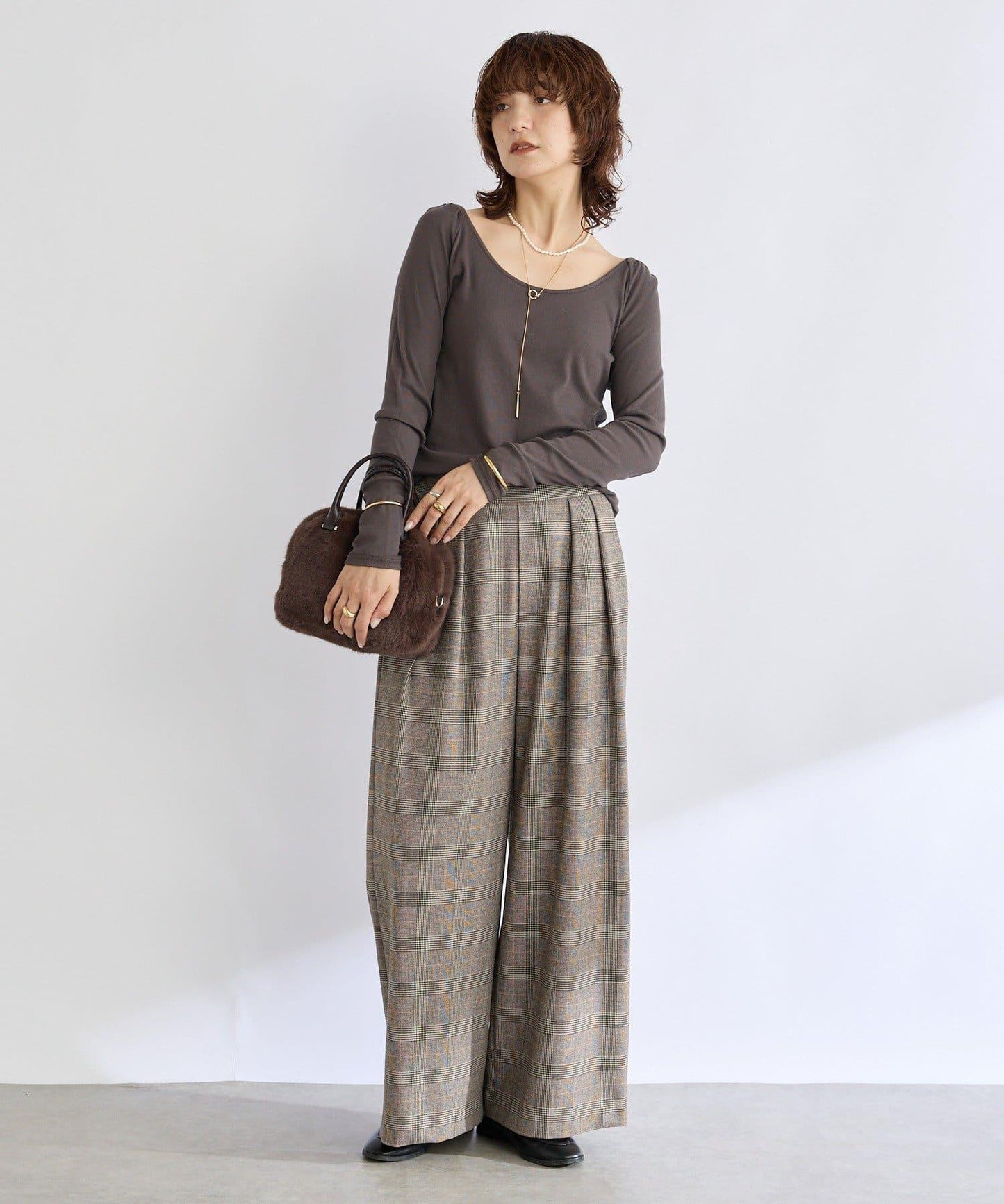 【顯瘦款】保暖打褶寬腿西裝褲/預計10月下旬發貨