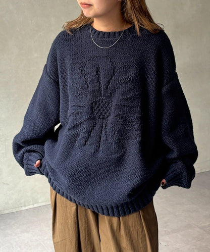 同色系花卉提花針織衫