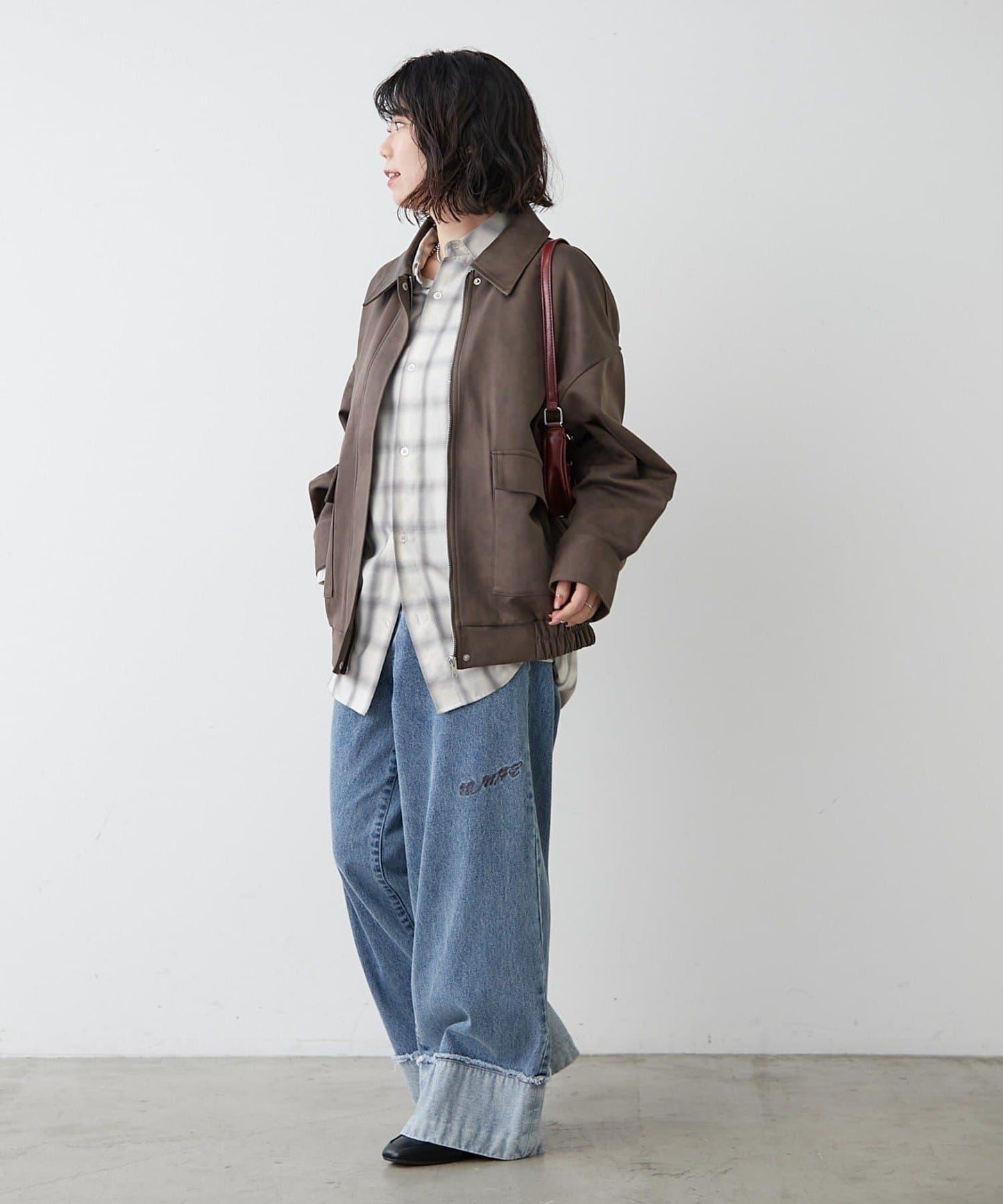 拼接皮革立領夾克