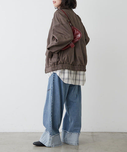 拼接皮革立領夾克