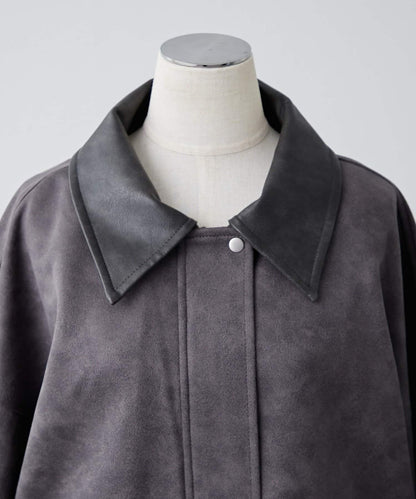 拼接皮革立領夾克