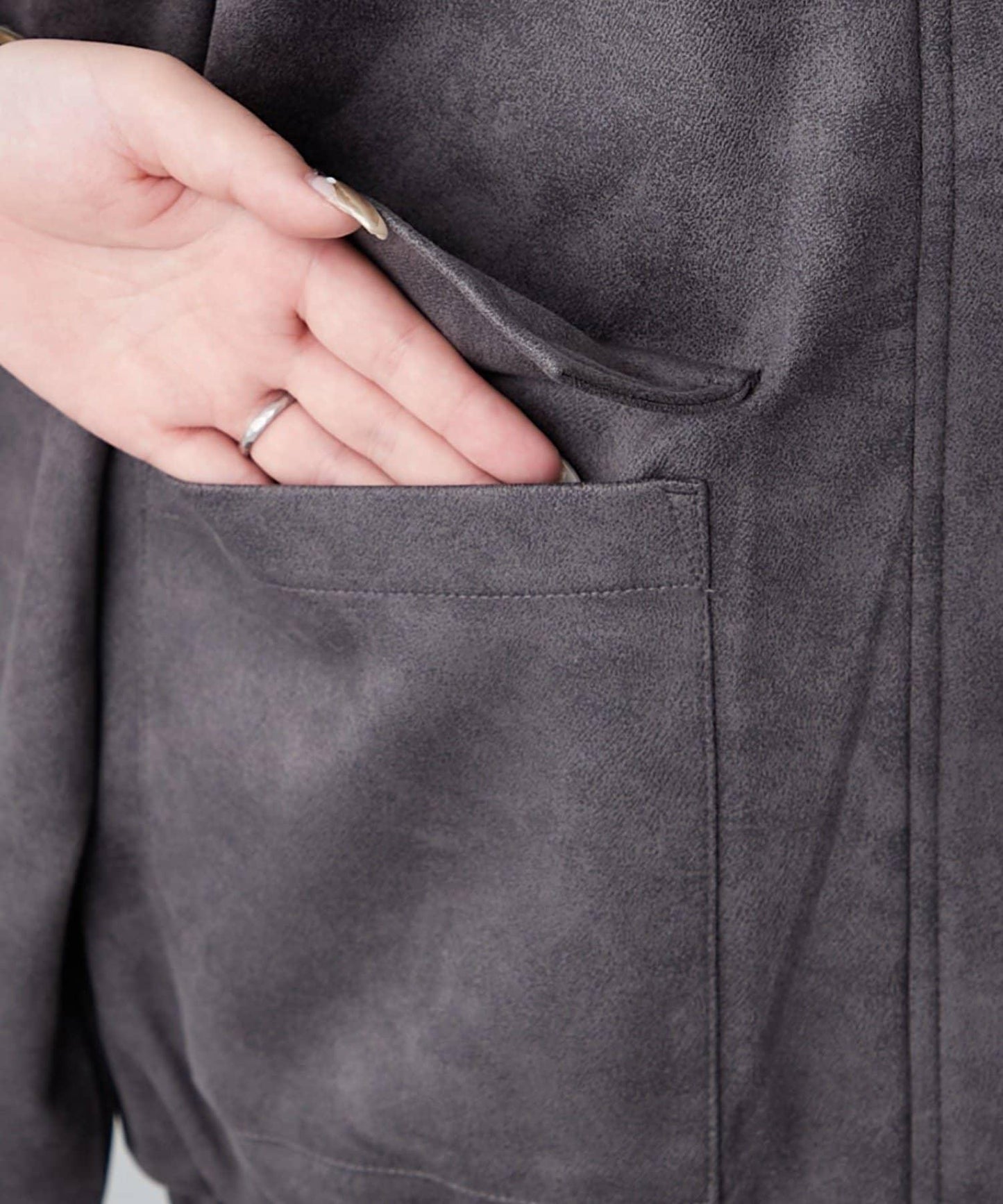 拼接皮革立領夾克