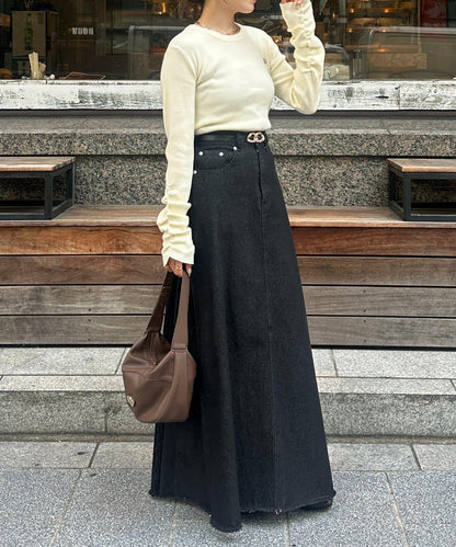 袖部抽褶logo刺繡羅紋針織衫