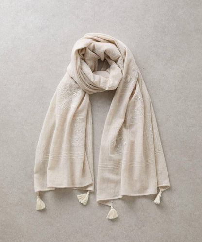 《CITRUS》刺繡流蘇圍巾