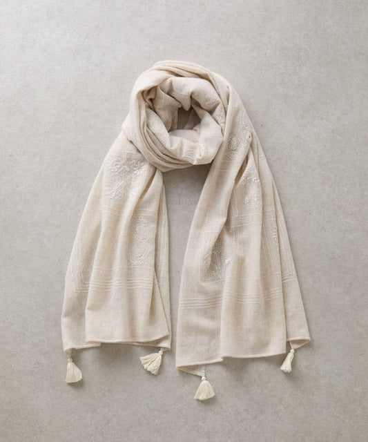 《CITRUS》刺繡流蘇圍巾