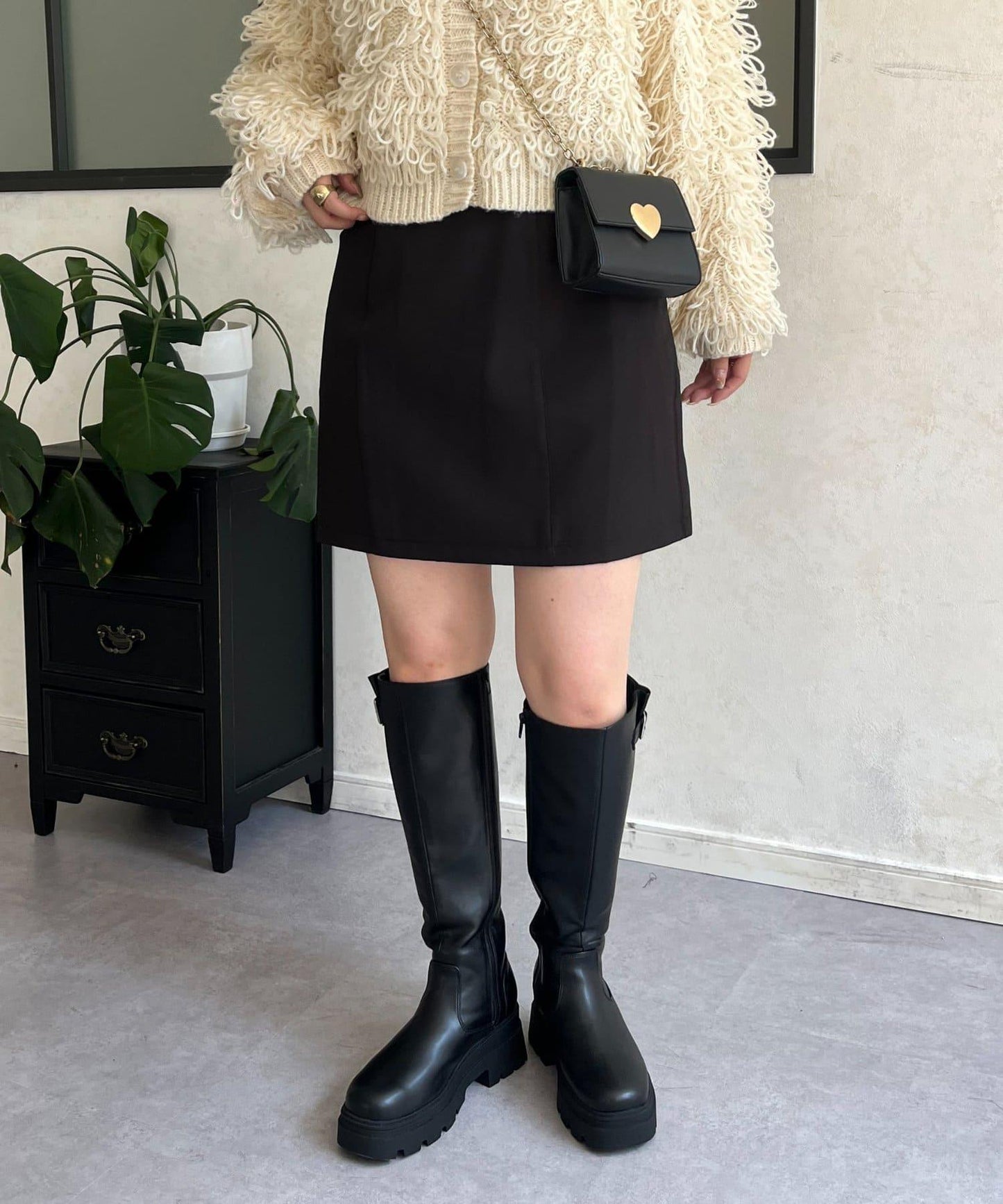 雙層斜紋臺形迷你裙