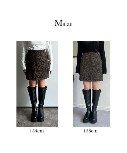 豹紋斜紋臺形迷你裙