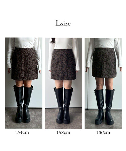 豹紋斜紋臺形迷你裙