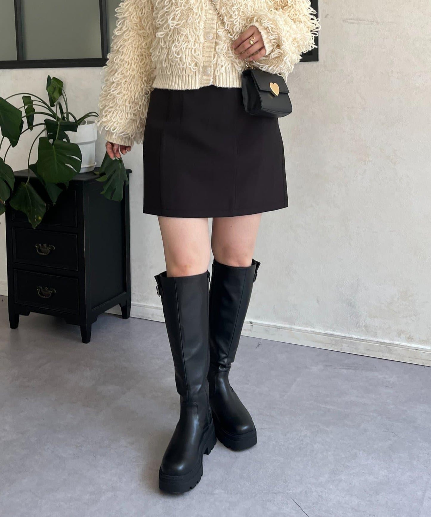 雙層斜紋臺形迷你裙