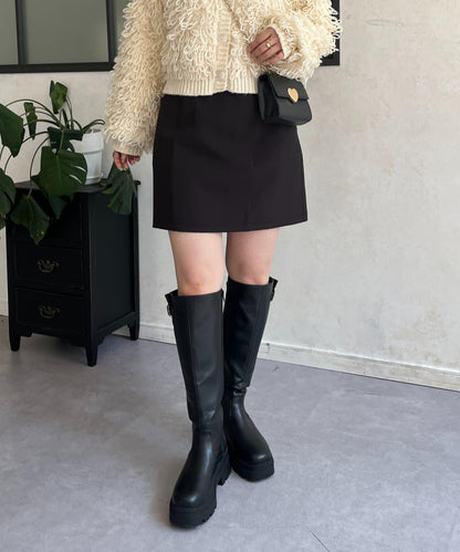 雙層斜紋臺形迷你裙