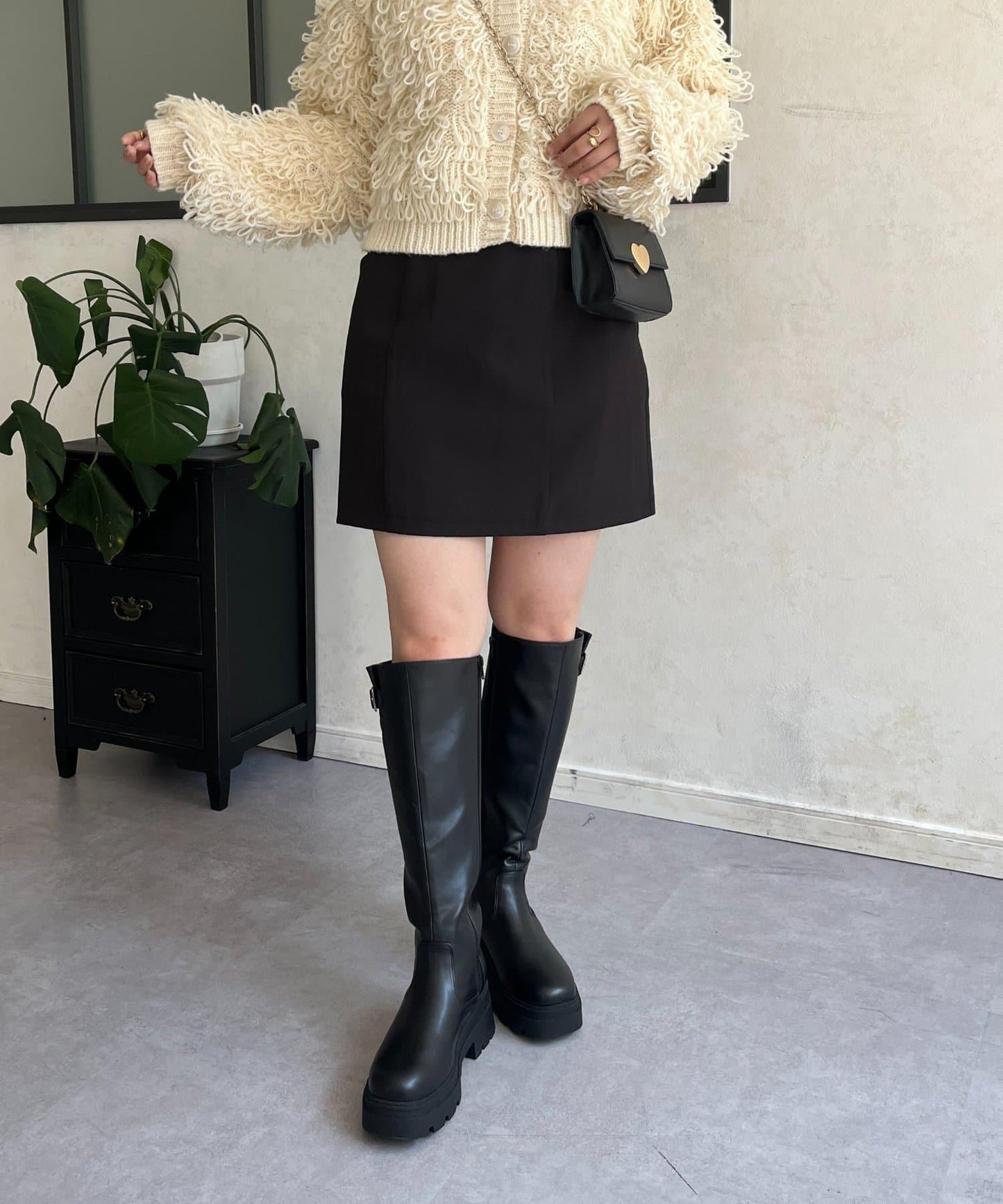 雙層斜紋臺形迷你裙