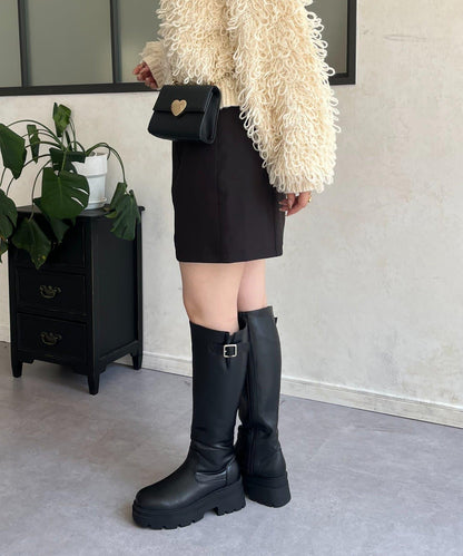 雙層斜紋臺形迷你裙