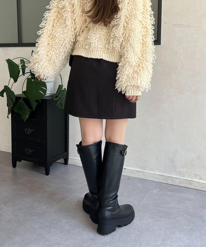 雙層斜紋臺形迷你裙