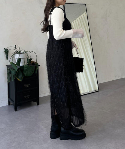 亮片流蘇吊帶連衣裙