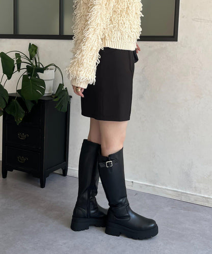 雙層斜紋臺形迷你裙