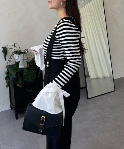 蝴蝶結喇叭袖針織衫