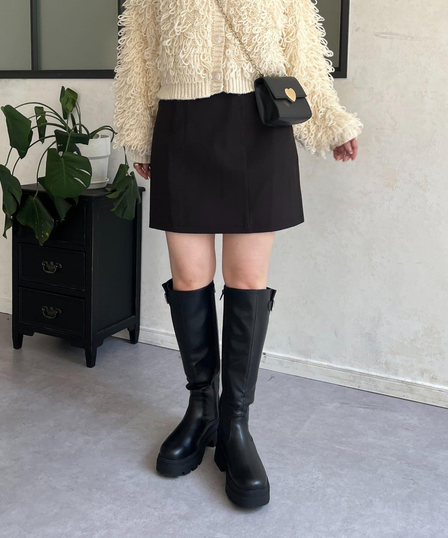 雙層斜紋臺形迷你裙