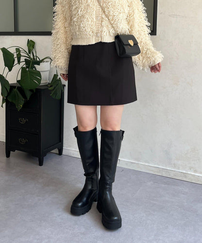 雙層斜紋臺形迷你裙