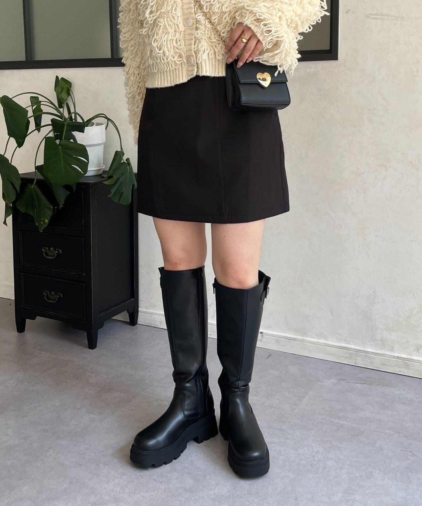 雙層斜紋臺形迷你裙