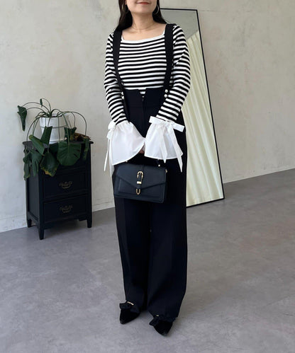 蝴蝶結喇叭袖針織衫