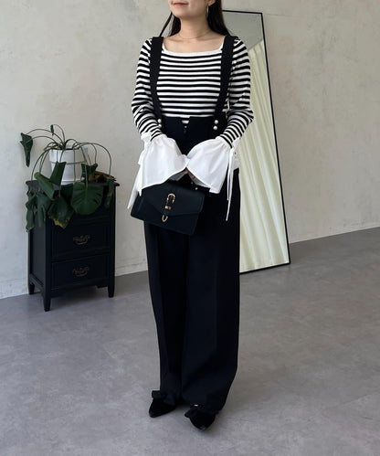 蝴蝶結喇叭袖針織衫