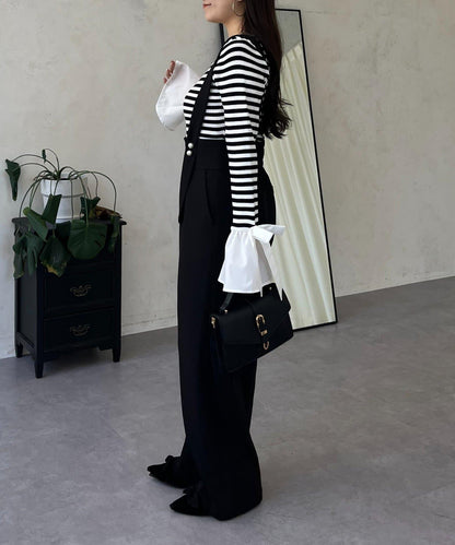 蝴蝶結喇叭袖針織衫