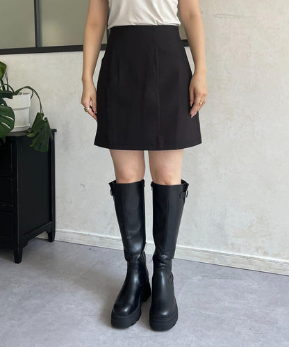 雙層斜紋臺形迷你裙