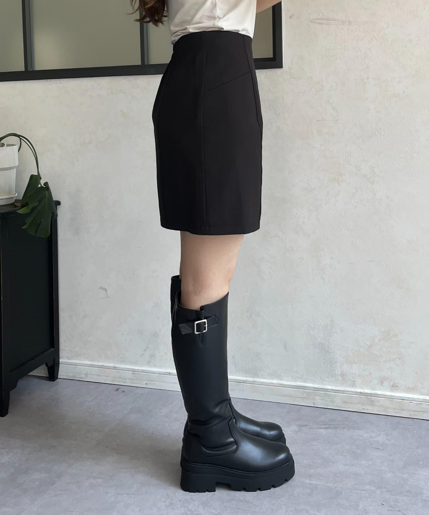 雙層斜紋臺形迷你裙