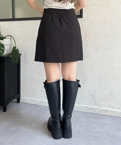 雙層斜紋臺形迷你裙