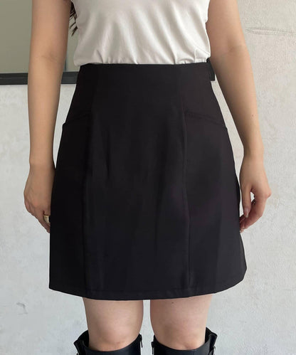 雙層斜紋臺形迷你裙