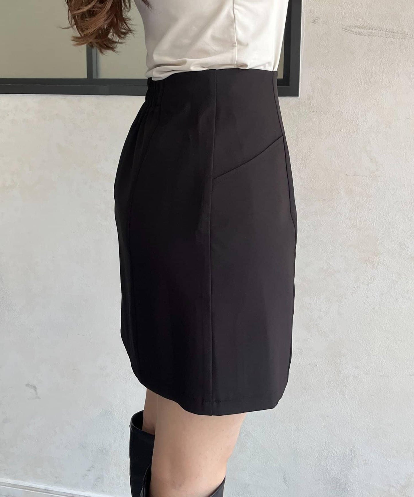 雙層斜紋臺形迷你裙