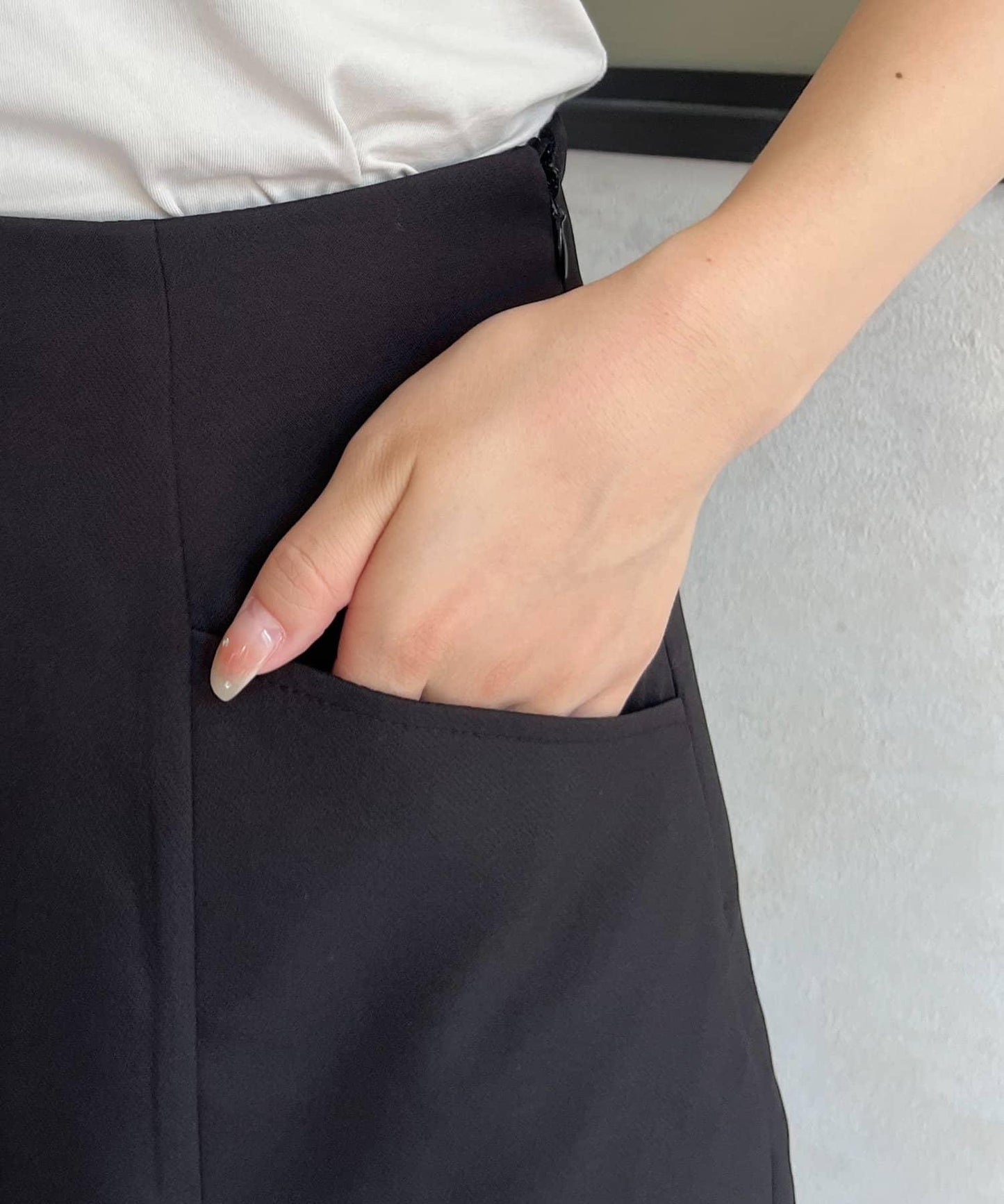 雙層斜紋臺形迷你裙