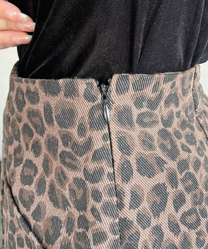 豹紋斜紋臺形迷你裙